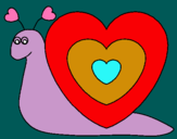 Dibujo Caracol corazón pintado por waka