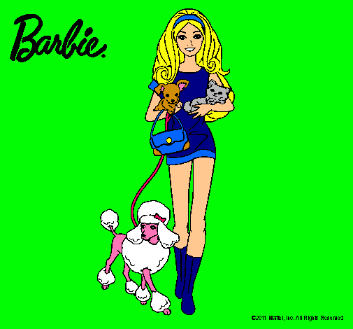 Dibujo Barbie con sus mascotas pintado por france_alicia