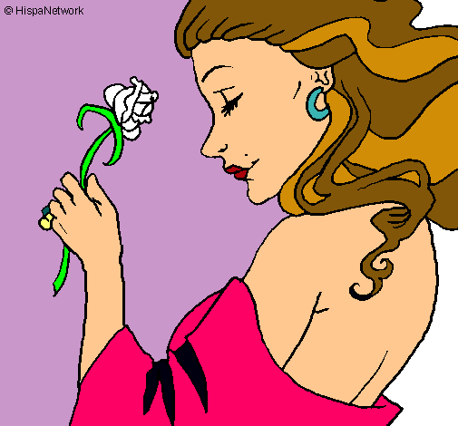 Dibujo Princesa con una rosa pintado por cleidi