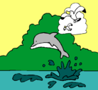 Dibujo Delfín y gaviota pintado por daira-12