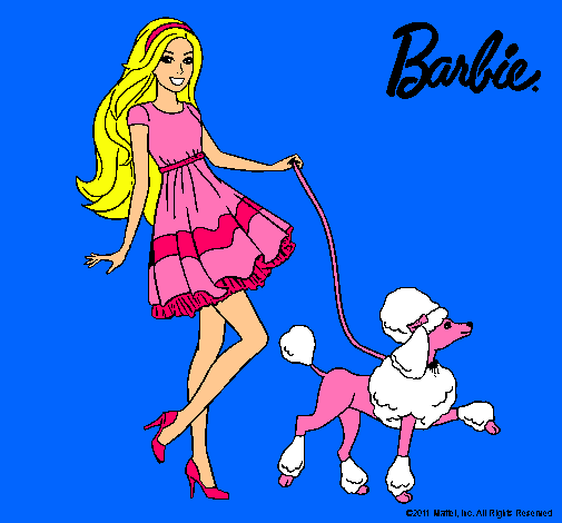 Dibujo Barbie paseando a su mascota pintado por france_alicia