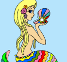 Dibujo Sirena y perla pintado por Barbie95