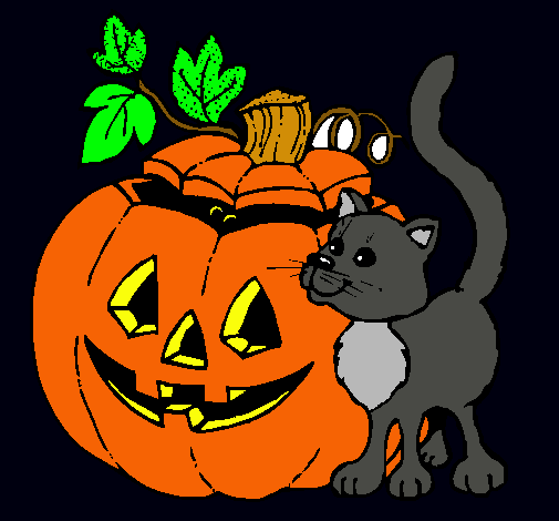 Calabaza y gato