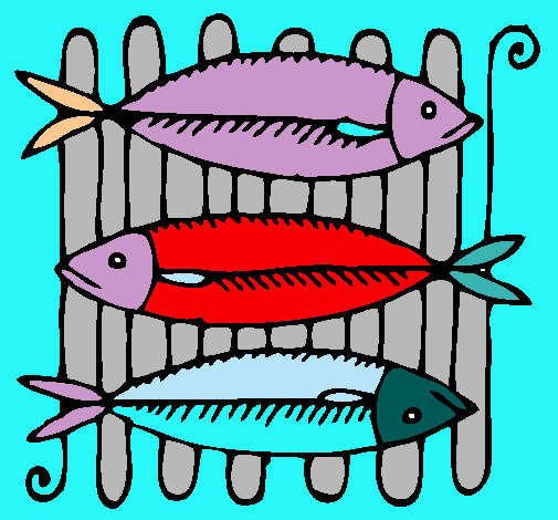 Dibujo Pescado a la brasa pintado por isaacespon