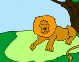 Dibujo Rey león pintado por leoncito