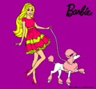 Dibujo Barbie paseando a su mascota pintado por -Alejandra