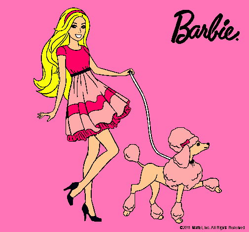 Dibujo Barbie paseando a su mascota pintado por Barbie95