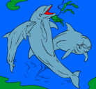 Dibujo Delfines jugando pintado por bura