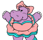 Dibujo Hipopótama con lazo pintado por cerdita