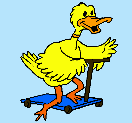 Pato en patinete