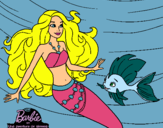 Dibujo Barbie sirena con su amiga pez pintado por 002262