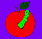 Dibujo Manzana con gusano pintado por zxzxzxzxzxzx