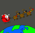 Dibujo Papa Noel repartiendo regalos 3 pintado por victor1234