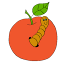 Dibujo Manzana con gusano pintado por maridibu
