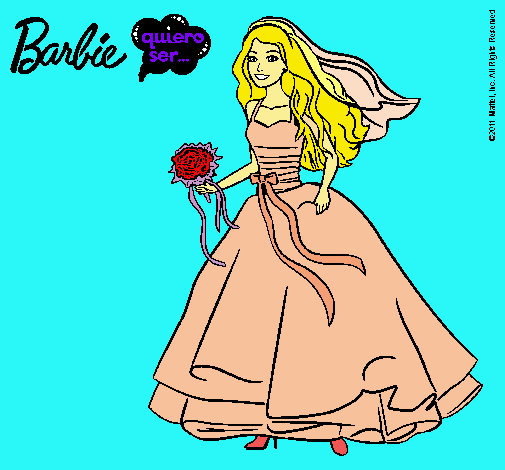 Dibujo Barbie vestida de novia pintado por lichi