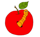 Dibujo Manzana con gusano pintado por Anytha