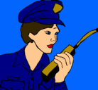 Dibujo Policía con el walkie pintado por nadadora