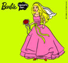 Dibujo Barbie vestida de novia pintado por -Alejandra