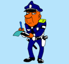 Dibujo Policía haciendo multas pintado por policia