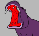 Dibujo Hipopótamo con la boca abierta pintado por mouuu