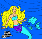 Dibujo Barbie sirena con su amiga pez pintado por barbiesid 