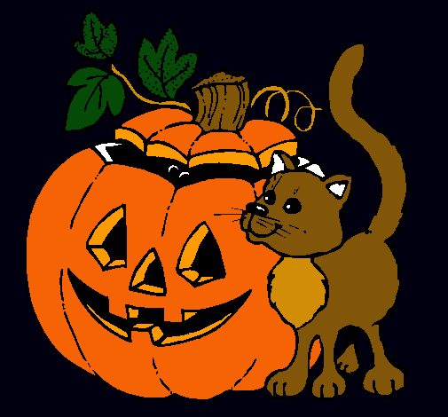 Calabaza y gato