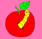 Dibujo Manzana con gusano pintado por jeNNichiKA