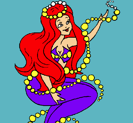 Dibujo Sirena entre burbujas pintado por janneth