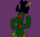 Dibujo Cactus con sombrero pintado por poncerey