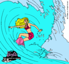 Dibujo Barbie practicando surf pintado por saaaandra