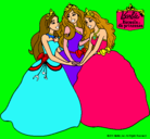 Dibujo Barbie y sus amigas princesas pintado por kelita