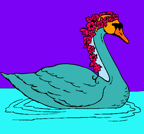 Cisne con flores