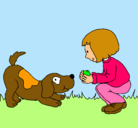 Dibujo Niña y perro jugando pintado por karenale