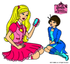 Dibujo Barbie con el teléfono móvil pintado por tellamasidne