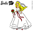 Dibujo Barbie vestida de novia pintado por danna