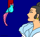 Dibujo Mujer y pájaro pintado por yoby
