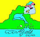Dibujo Delfín y gaviota pintado por dismichel