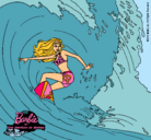 Dibujo Barbie practicando surf pintado por akuasilver