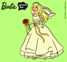 Dibujo Barbie vestida de novia pintado por teresameritxell