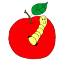 Dibujo Manzana con gusano pintado por flordm