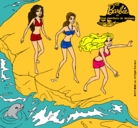 Dibujo Barbie y sus amigas en la playa pintado por ernesotto