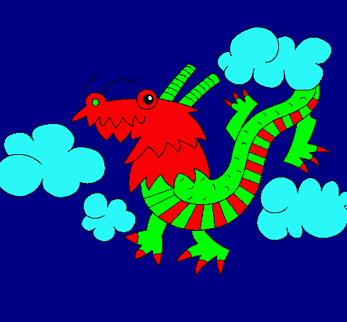 Dibujo Dragón chino pintado por Saraa02