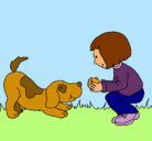 Dibujo Niña y perro jugando pintado por jaydi