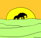 Dibujo Elefante en el amanecer pintado por Monii