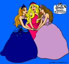 Dibujo Barbie y sus amigas princesas pintado por antonela