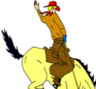 Dibujo Vaquero en caballo pintado por totr