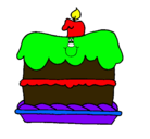 Dibujo Pastel de cumpleaños pintado por pastel