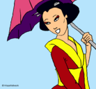 Dibujo Geisha con paraguas pintado por noa777