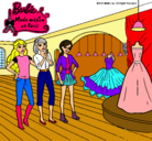 Dibujo Barbie mirando vestidos pintado por chochis
