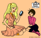 Dibujo Barbie con el teléfono móvil pintado por betis